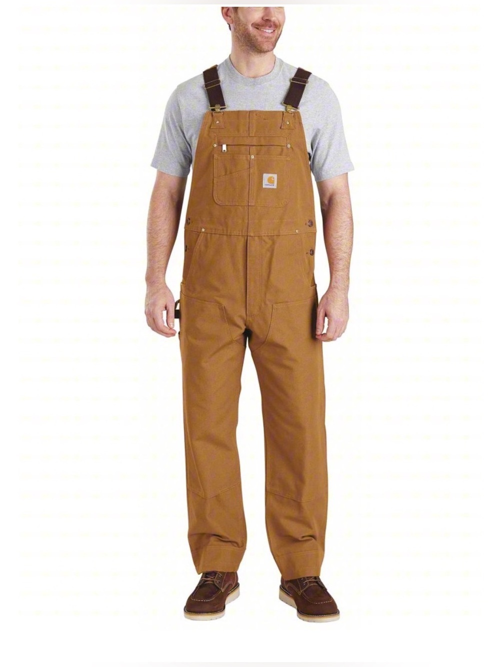 Carhartt Brown Duck Bib Overalls with Dark Brown Straps